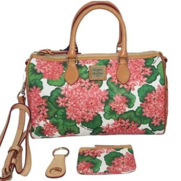 Dooney & Bourke Handbags - Dooney & Bourke Pink and Green Floral Satchel